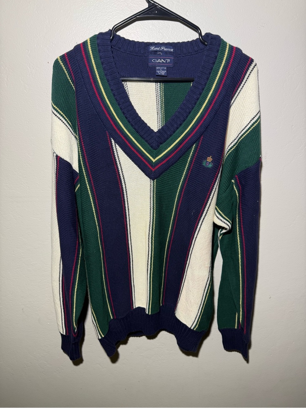 Gant Navy, Green & Cream Striped Cotton Sweater